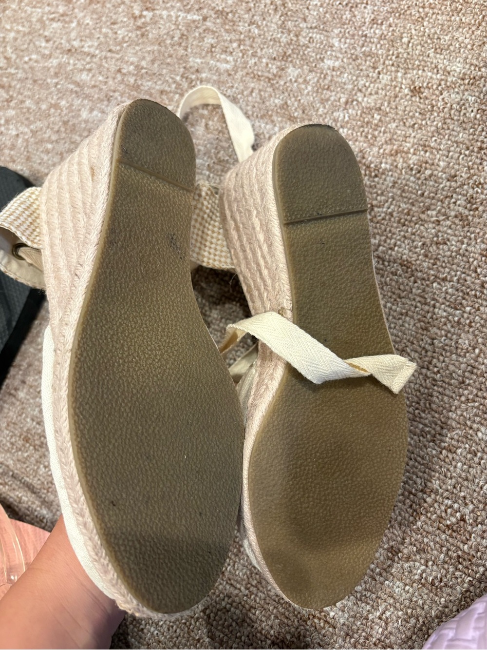 Cream Espadrille Wedge Sandals with Ankle Wraps - Picture 4 of 4
